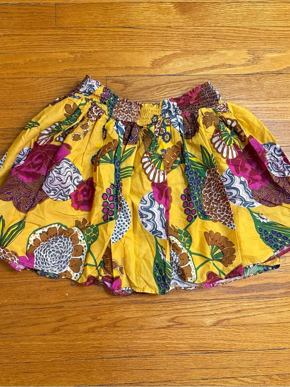 Anthropologie Let Me Be Mixed Print Mini Skirt Women’s M Yellow Floral Bro